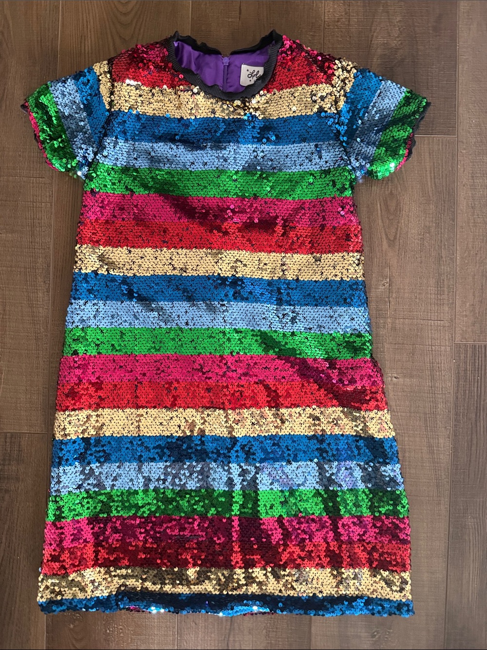 Lola + The Boys Multicolor Sequin Stripe Dress